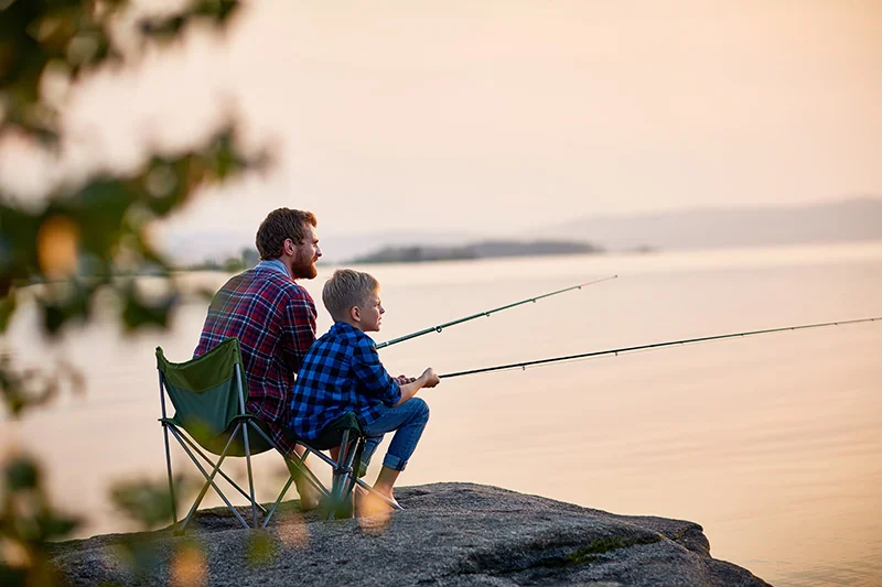 father and a son fishing